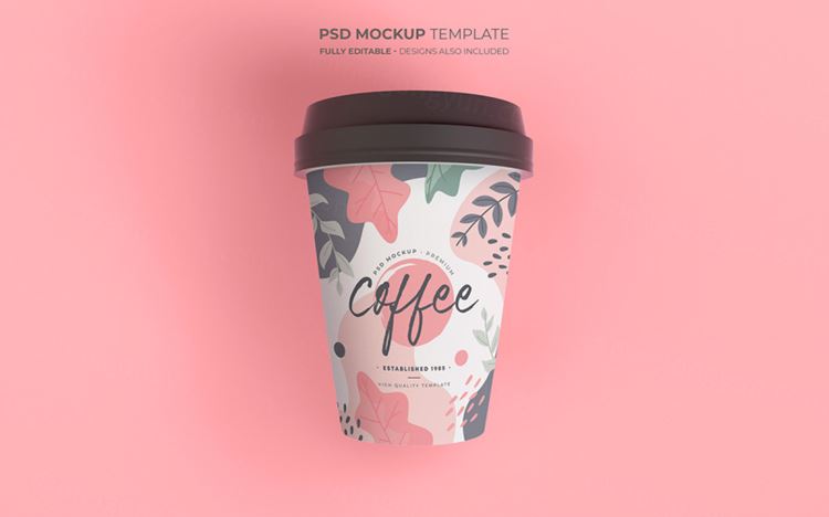 饮料咖啡纸质带盖茶杯品牌包装设计提案PSD样机模板 Coffee cups mockup