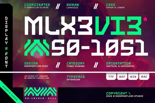 潮流未来派赛博机能科幻海报杂志设计排版英文装饰字体 M-LX
