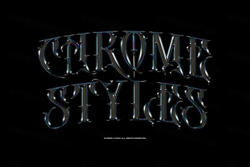 80年代复古哥特蒸汽波金属字体特效PSD模板素材 Chrome Text Styles