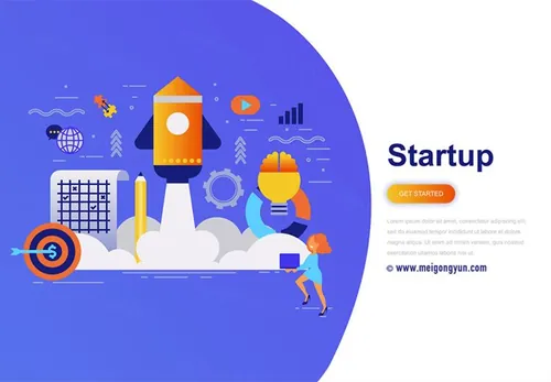 团队精神与现代商业启动概念插图AI矢量设计素材