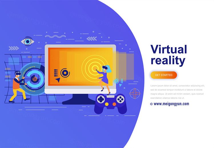 团队精神与现代商业虚拟现实概念插图AI矢量设计素材