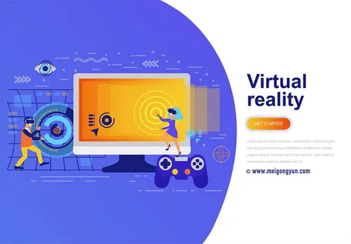 团队精神与现代商业虚拟现实概念插图AI矢量设计素材