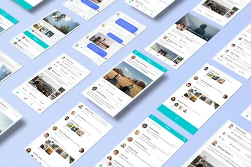 透视屏幕移动应用程序APP贴图PSD贴图模板Perspective App Screens Mock-Up