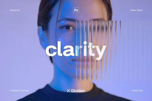 当下流行透明波浪玻璃图片效果PSD模板 Clarity Gl
