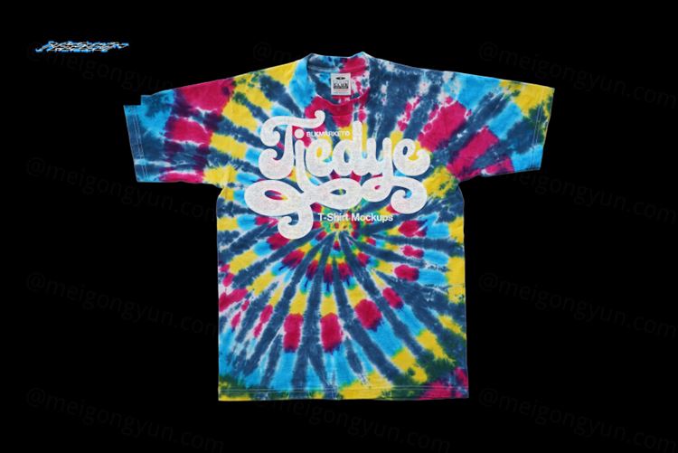 潮流街头潮牌服饰丝网印刷纹理扎染效果T恤设计展示样机 BLKMARKET - Tiedye.zip