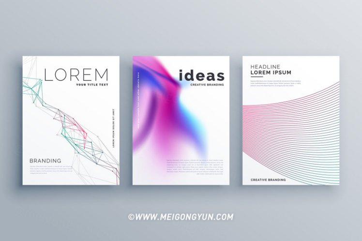 现代抽象线条矢量海报Abstract Line Shape And Fluid Style Covers Set In Modern ...
