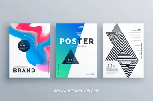 抽象矢量三连册海报Minimal Poster Design Set With Three Different Style