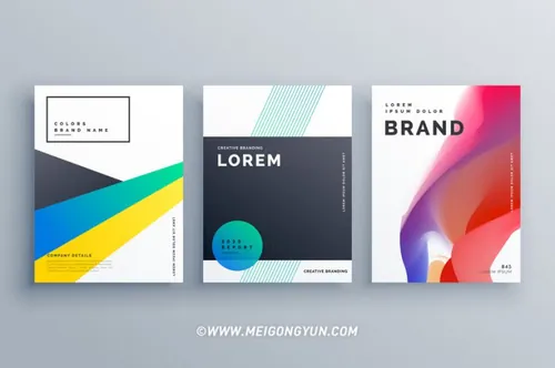 商业创意抽象风格册子海报Creative Business Branding Design With Three Brochure...