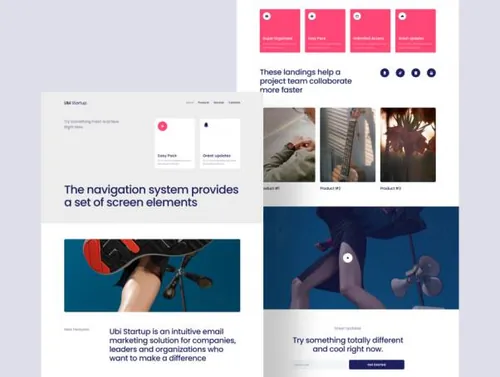 现代简约设计启动着陆Ubi Startup Landings