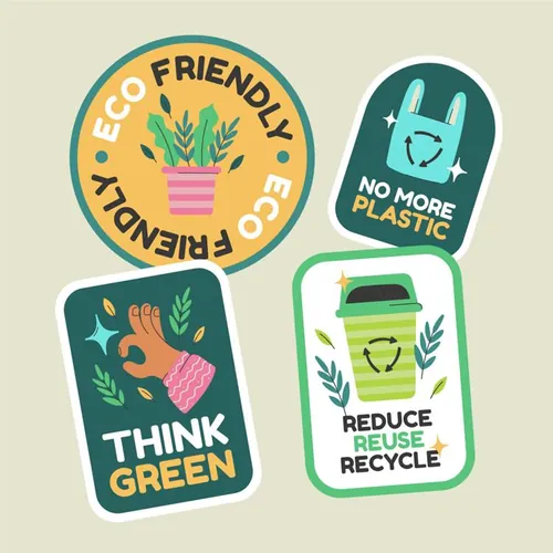 绿色环保生活保护地球生态主题徽章贴纸设计装饰元素矢量素材