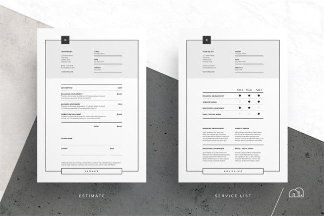 时尚黑白画册模板 Kelsey  Pitch Pack