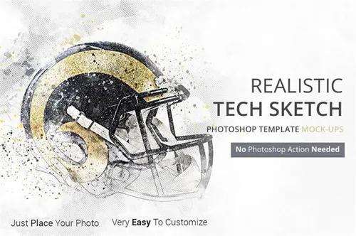 快速生成怀旧铅笔素描数字艺术效果 Tech Sketch Art Ph