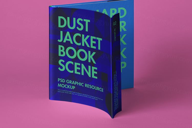 优雅的防尘套书籍封面设计展示样机PSD模板 Dust Jac
