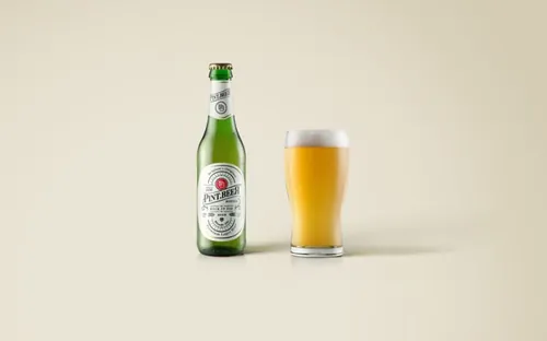啤酒瓶模型PSD贴图模板Blonde Psd Beer Bottle Mockup