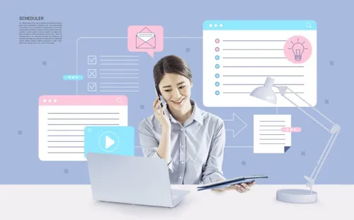 商业插画检查清单运营管理调度中心企业运作行政管理海报素材PSD模板