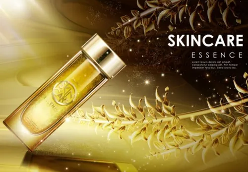 Ai矢量黄金化妆护肤品精华海报设计素材Cosmetic vector Poster