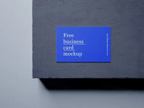 放在石板上的名片场景设计展示样机模板 Business Cards Mockup 85×5