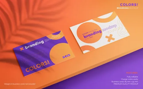 现代时尚热情的名片设计品牌提案PSD样机模板 business cards mockup