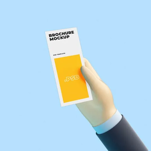 3D卡通手持传单海报设计提案样机PSD模板 3d cartoon hand with flyer mockup