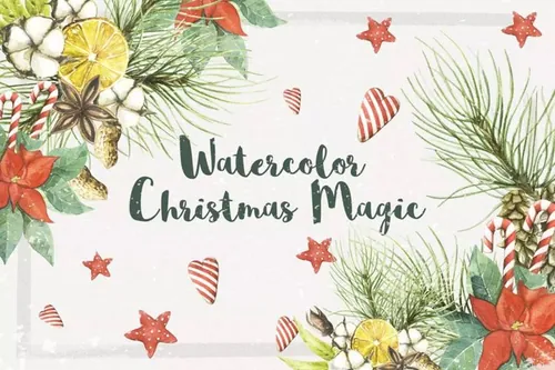 圣诞魔法水彩插画 Watercolor Christmas Magic