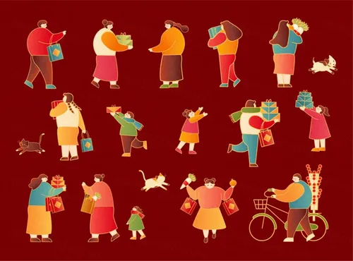 2023年中国年春节农历兔年东方传统佳节办年货赶大集抢年货街