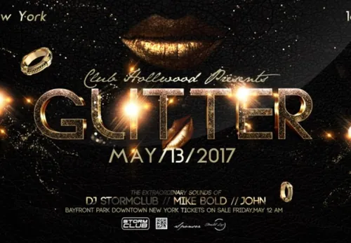 欧美风黑金炫酷科技感节日纪念庆祝派对狂欢夜邀请函门票海报PSD设计素材Glitter