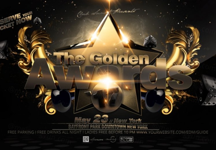 欧美风黑金炫酷科技感节日纪念庆祝派对狂欢夜邀请函门票海报PSD设计素材Awards