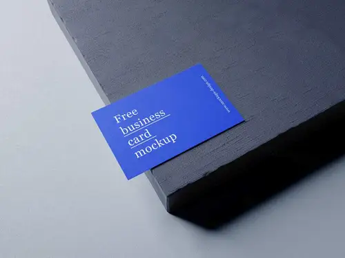 放在石板上的名片场景设计展示样机模板 Business Cards Mockup 85×5