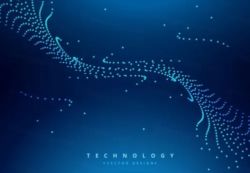 蓝色科技感高清背景震撼粒子球形波纹未来连接互联网大数据AI矢量设计素材模板2458