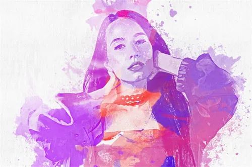 一套绚丽水彩的画笔刷动作插件 Joy Watercolor Photo