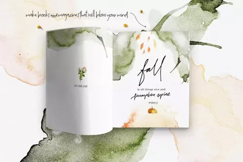 水彩花卉剪贴画Falling Watercolor Clip