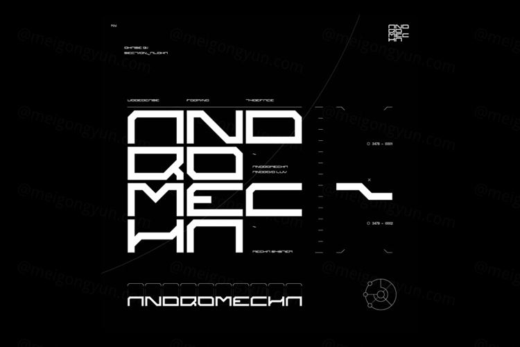 复古未来派赛博朋克机能科幻风几何科技海报装饰英文字体 And