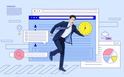 商业插画检查清单运营管理调度中心企业运作商业矢量插画海报素材