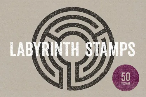 复古抽象几何学迷宫形状图形合集包 Labyrinth Sta