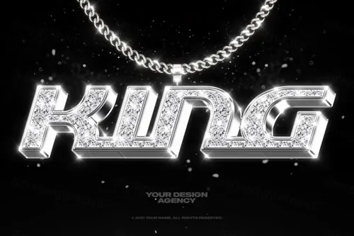 奢华铂金闪亮钻石立体文字特效PSD模板 Bling Blin