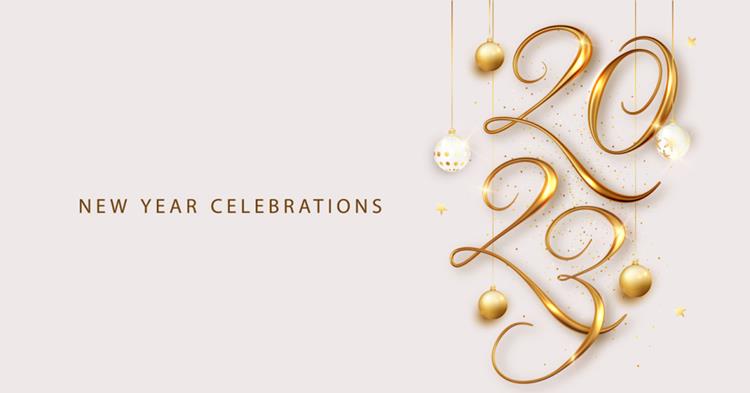 2023年黄金新年快乐数字跨年海报EPS矢量横幅Banner