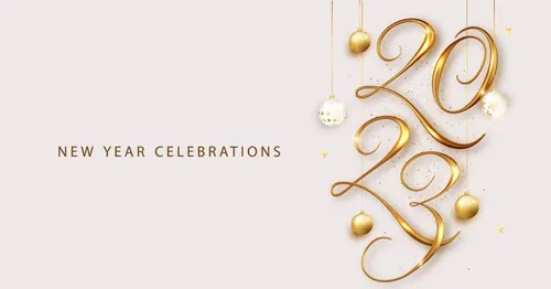 2023年黄金新年快乐数字跨年海报EPS矢量横幅Banner