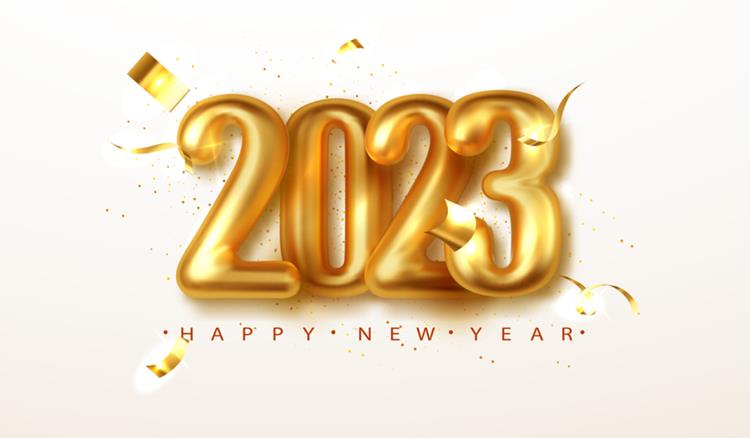 2023年黄金新年快乐数字跨年海报EPS矢量横幅Banner