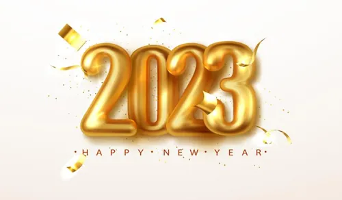 2023年黄金新年快乐数字跨年海报EPS矢量横幅Banner