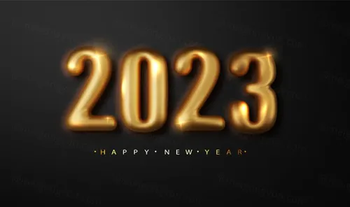 2023年黄金新年快乐数字跨年海报EPS矢量横幅Banner