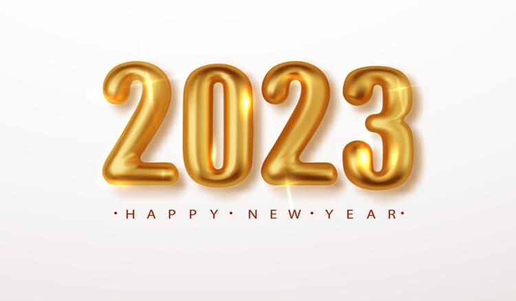 2023年黄金新年快乐数字跨年海报EPS矢量横幅Banner