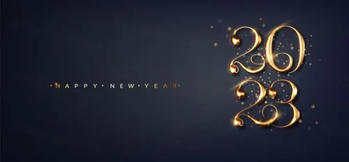 2023年黄金新年快乐数字跨年海报EPS矢量横幅Banner