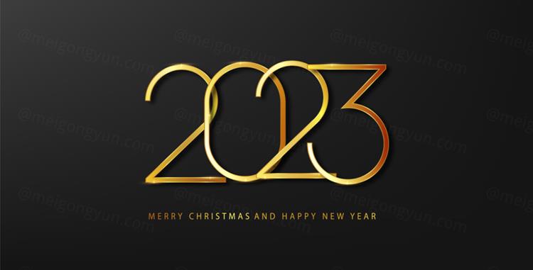 2023年黄金新年快乐数字跨年海报EPS矢量横幅Banner