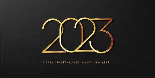 2023年黄金新年快乐数字跨年海报EPS矢量横幅Banner
