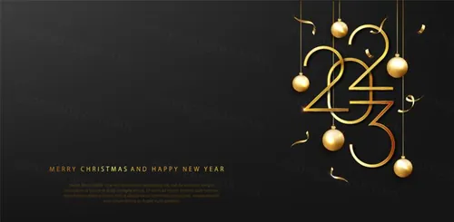 2023年黄金新年快乐数字跨年海报EPS矢量横幅Banner