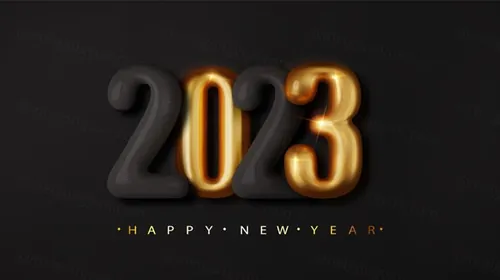 2023年黄金新年快乐数字跨年海报EPS矢量横幅Banner