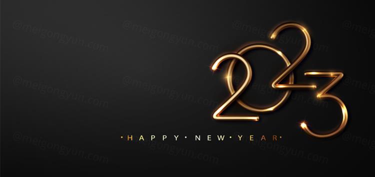 2023年黄金新年快乐数字跨年海报EPS矢量横幅Banner