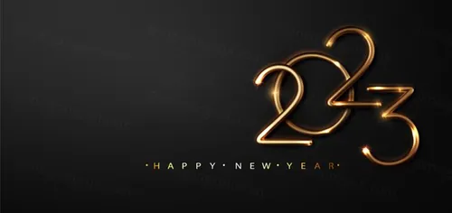 2023年黄金新年快乐数字跨年海报EPS矢量横幅Banner