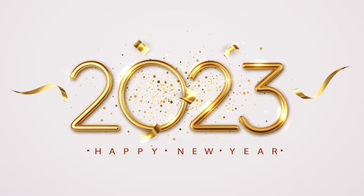 2023年黄金新年快乐数字跨年海报EPS矢量横幅Banner