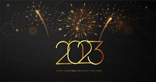 2023年黄金新年快乐数字跨年海报EPS矢量横幅Banner